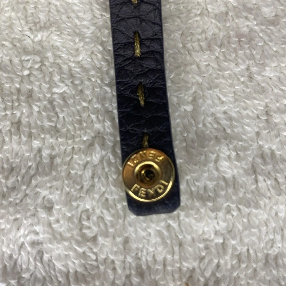 Fendi Selleria Double Wrap Brown Leather Bracelet with Fur Accents (13.5in)